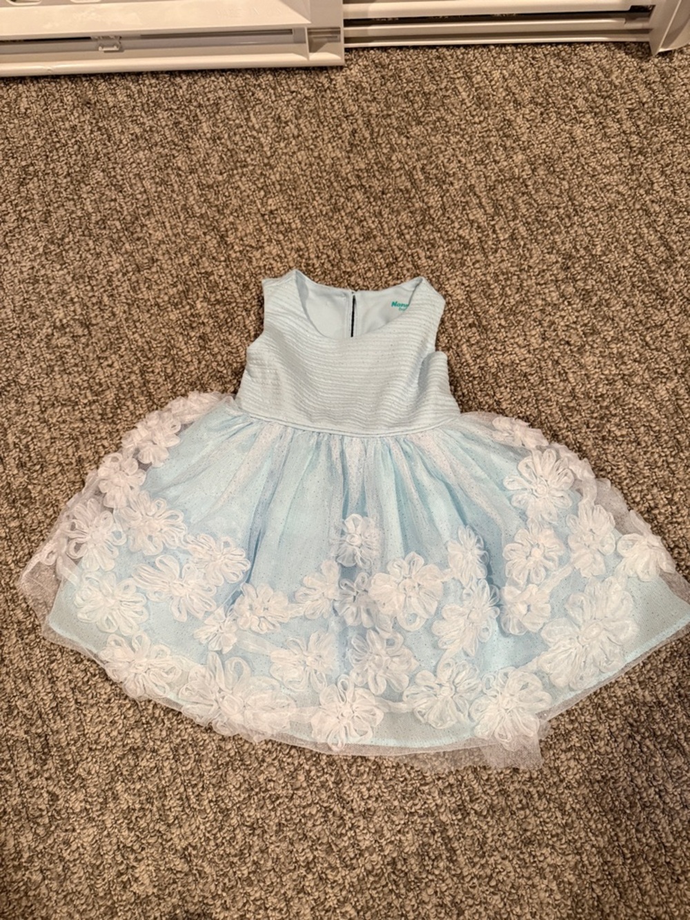 Nannette Light Blue Floral Tulle Dress for Baby Girls
